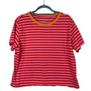 Free Assembly Womens Tee Size L Stranger Things 80s Retro Boxy Stripe Hawkins